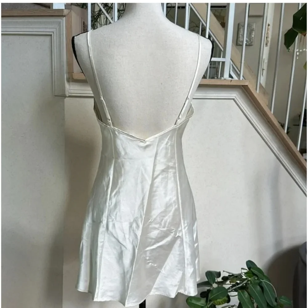 Victoria's Secret| Vintage White Lace Silky Slip Dress with Side Slit